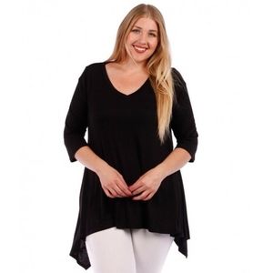 3x$30 Black Plus Size 5X 4X 1X 3/4 Sleeve V Neck Blouse